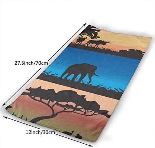 Африкански диви животни пешкир микрофибер пешкир гостински пешкир за куќички за купатило за пешкир за прсти со голема апсорпција