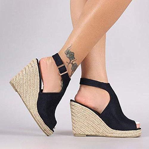 Масбирд Сандали за жени обични летни модни римски чевли цврсти клинови оддавања од каиш ленти сандали