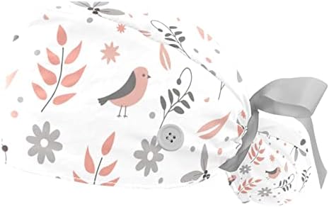 2 парчиња птици и цвеќиња на копчето за чистење капа за работа со една големина мулти -боја