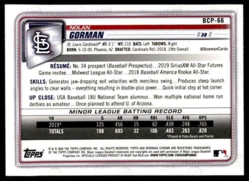 2020 Bowman Chrome Prospect Mega Box #BCP-66 Nolan Gorman Mojo Refractor St. Louis Cardinals Бејзбол