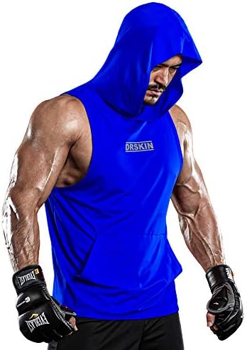 Drskin 2 или 1 пакувања машки резервоари со качулка, бодибилдинг мускули, отсечени маички, без ракави за ракави за вежбање, тренинг дуксери, тренингот суво