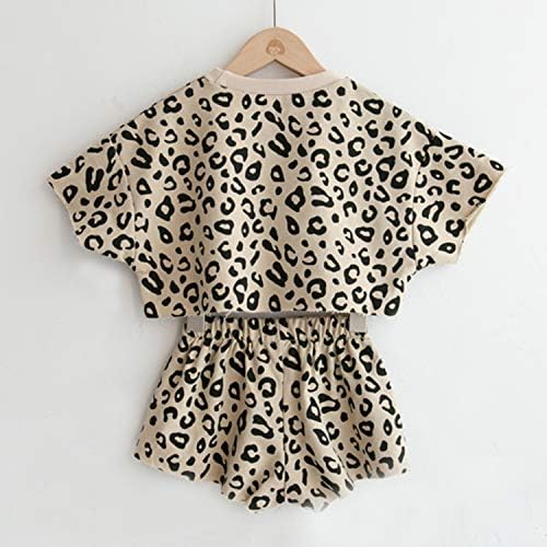 Дете за бебиња девојчиња леопард печати летна облека постави маица и кратки панталони 2 парчиња облека