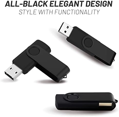 Vixelle 2 пакет 64 GB со голема брзина USB 3.0 Flash Drive-Стилски сите црни 360 ° метални вртења USB мемориски стапчиња со јамка за клучници-преносен