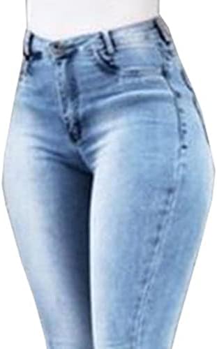 Слаби искинати фармерки на дното на bellвончето за жени Ретро Сплит полите широки панталони со нозе средно издигнување опремени потресени