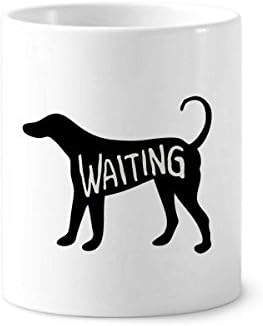 Црно животно кучиња преглед на природна четка за заби држач за пенкало кригла керамички штанд -молив чаша