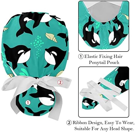 2 пакувања работни капачиња со џемпери за жени, уметнички желки морски зелени коњчиња од торбичка за торбички
