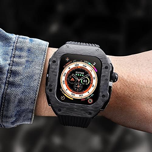 КОМПЛЕТ За Модификација CNHKAU Куќиште Од Јаглеродни Влакна За Apple Watch Ultra 8 7 6 SE Метална Рамка Мод Комплет ЗА Iwatch