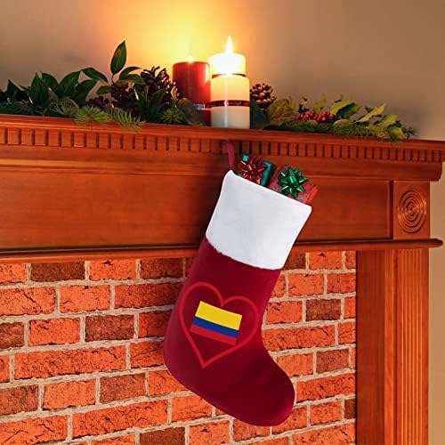 Ја сакам Колумбија црвено срце Божиќно порибување Божиќни чорапи торбичка куќа семејство Божиќ декор