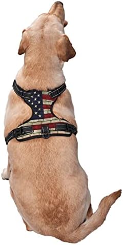 Американско Знаме Гроздобер Рефлектирачки Ремен За Кучиња Без Влечење Мек Елек За Мали Миленичиња Со Средно Големо Кученце Со Мала Големина