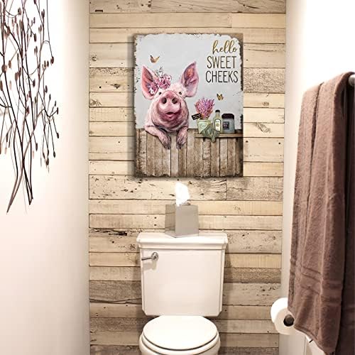 Свињи бања декор wallид уметност смешни розови свињи слики wallид декор куќа животни свињи гроздобер сликарство за бања тоалет симпатична свиња отпечатоци рамки рамк?