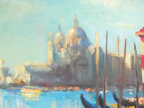 Нино Пипа ликовна уметност наведена уметничка оригинална и уникатна масло на одборот на ориенталистичкото сликарство на Венеција Гондолиер влегува во Гранд Кана?