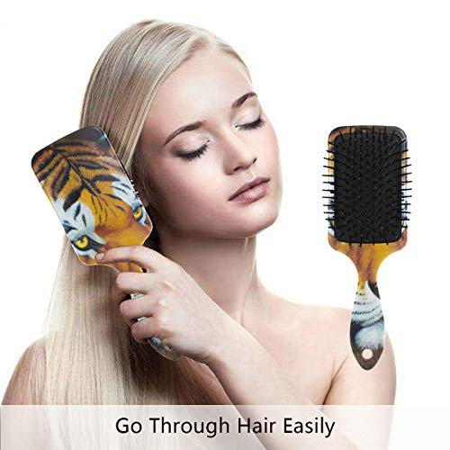 Четка за коса со перничиња од ВИПСК, пластична шарена масло сликарство жолто тигар позадина црна, соодветна добра масажа и антитатична четка за коса за коса за сува