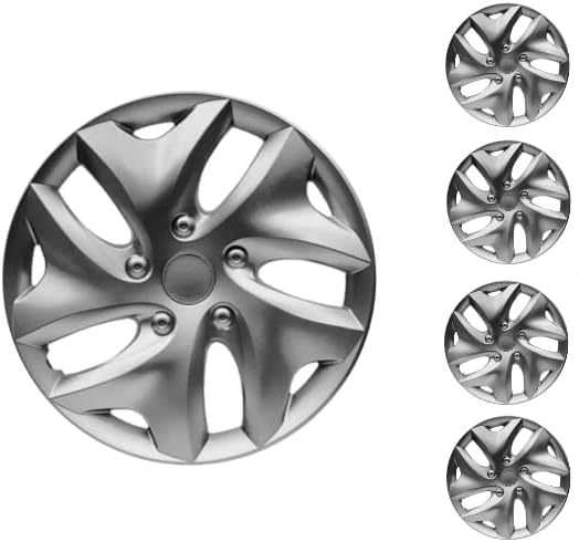 Копри сет од покривка од 4 тркала од 14 инчи сребрен Hubcap Snap-on Fit Alfa Romeo