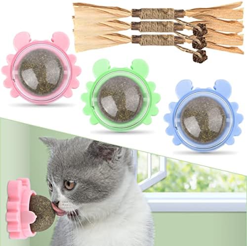 Стапчиња за џвакање со топки и сребрени производи, 6 пакувања природни играчки за мачки за чистење на заби, мататаби за стоматолошка