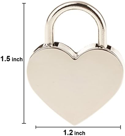 2 парчиња мали метални метални брави во форма на срце со клуч за кутија за складирање на кутии за накит, сребрена боја, сребро