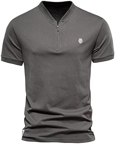 Озммијан маж за голф кошула со кратки ракави Хенли кошули без атлетска маица четвртина од четвртина патент случајни тенок вклопуваат