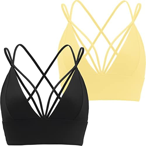 Motorun Women Push-up-upded Spapy Sports Sports Crass Cross Back Wirefree Fitness Yoga Top 2 Pack M