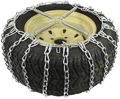 Продавницата РОП | Пар од 4 ланци на гуми за врски и затегнувачи за косилка за тревници Johnон Дер се вклопуваат 29х12х15