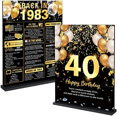40-ти роденденски подарок за жени мажи, уште во 1983 година Црното злато двострана дрвена знак, значаен подарок за забава за декор за декорирање, подарок за забава, гро?