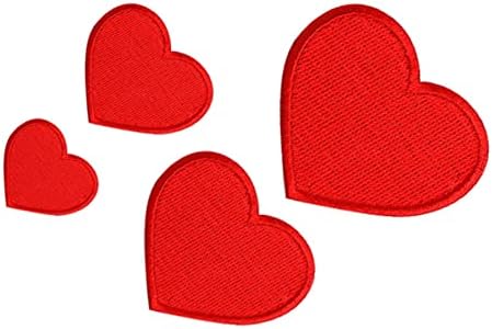 4 парчиња симпатична прекрасна срца амблем железо на закрпи извезено шиење на закрпи за фармерки за DIY, јакна, торба за деца, парови за венчаници
