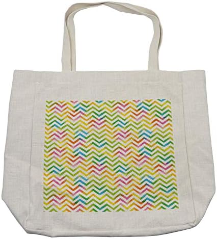 Торба за купување торба за Шестрон Шеврон, шарен геометриски дизајн на шеврон со гранџ својства модерни графички, еколошки торбички