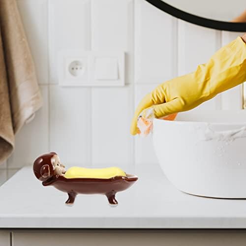 Healvian керамички мајмун сапун сапун countertop сапун сунѓер чинија бања сапун држач за сапун решетка за сапун сапун сапун сад сад