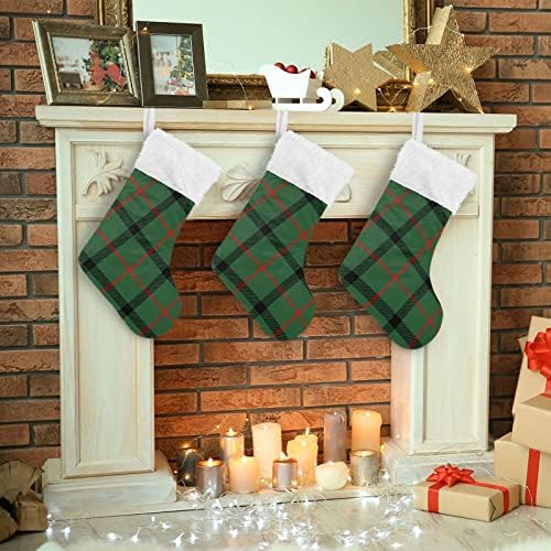 Кигаи зелени и црни биволи проверете ги Божиќните чорапи, висат Божиќни чорапи од огнено оружје со кристално кадифе за семеен празник Божиќни