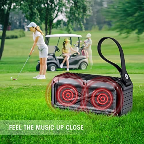 Голф за голф Bluetooth Bluetooth со монтирање, гласен стерео звук, IPX7 водоотпорен, шок -изобилен и испоротник, преносен безжичен