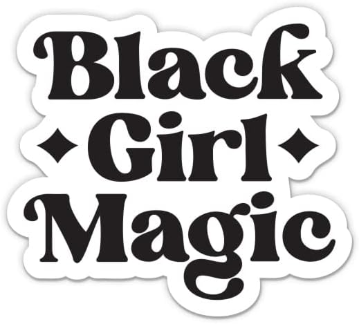 Магични налепници на црна девојка - 2 пакувања од 3 налепници - водоотпорен винил за автомобил, телефон, шише со вода, лаптоп - магија на црни