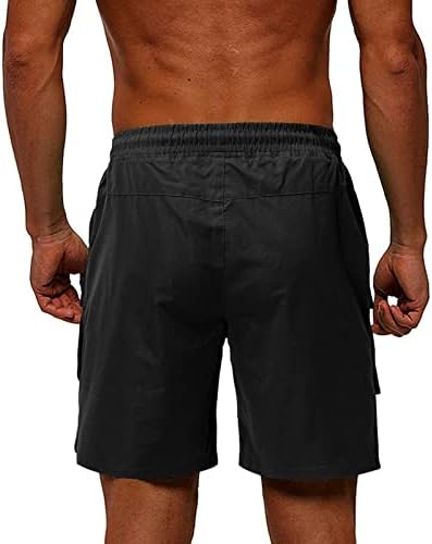 Карго шорцеви мажи, машка лежерна влечкана шорцеви за лежење на отворено модно џогирање печатени шорцеви со мулти-џеб