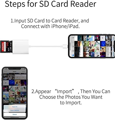 [Apple MFi Сертифициран] Sd Читач На Картички за iPhone iPad, Адаптер За Читач На Камери Од Молња До SD Картичка, Читач На Мемориски Картички,