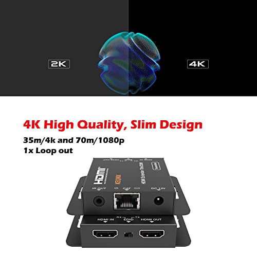 KEQINX 4k HDMI Екстендер 230FT HDMI Baluns POC HDMI Аудио Вметнувач