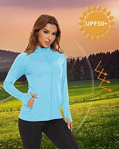 Женски кошули за пешачење Tacvasen upf 50+ Комплетна заштита на Sun Sun Брзо суво кошула со џебови на отворено перформанси кои работат