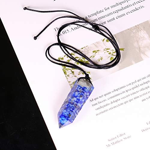 Runyangshi lapis lazuli лековити кристални приврзоци, единечен зашилен природен кристален кварц ѓердан 6 фацетирана чакра кристално