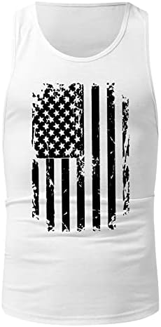 4 -ти јули графички резервоар врвови за мажи, американско знаме графички маички летни тренинзи без ракави, атлетски мускул, исечен кошула