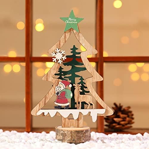 Божиќни украси за биро за Божиќ - Дедо Мраз Дедо Клаус Божиќна декорација за кабини - Дрвен Дедо Мраз снежен човек/елката за елкирање на горните