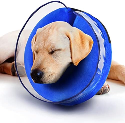 Зеаксуи Подобрена Анти-Лижење Мека Надувување Куче Конус Јака За Кучиња По Операцијата Со Неограничено Во Секојдневниот Живот, Пакет Од Еден,