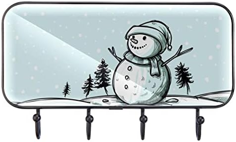Снешко Зимски Печатење Палто Решетката Ѕид Монтирање, Влезот Палто Решетката со 4 Кука За Капут Шапка Чанта Облека Бања Влезот Дневна Соба
