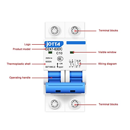 Jotta Mini Dc Прекинувач, 2 Пол 250V 10 Засилувач Изолатор За Соларен PV Систем, Термички Магнетни Патување, DIN Железнички Планината DZ47-10DC