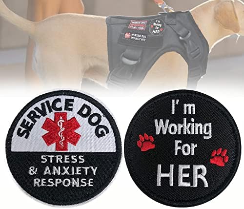 Ознаки за услуги за кучиња, работејќи за нејзината/стрес и анксиозна реакција на лепенка со поддршка за кука и јамка за обука на