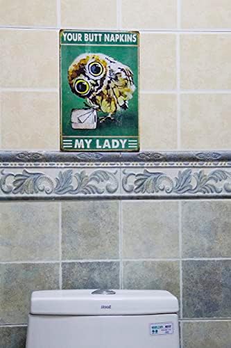 Калај знаци Funy Owl ， гроздобер метални знаци був wallид декорација постер применлива за клупски бар дома гаража ресторан кафе
