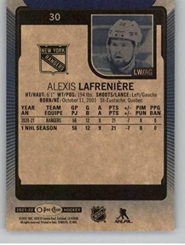 2021-22 О-пи-чин сина граница 30 Алексис Лафрениер Newујорк Ренџерс НХЛ хокеј Трговска картичка