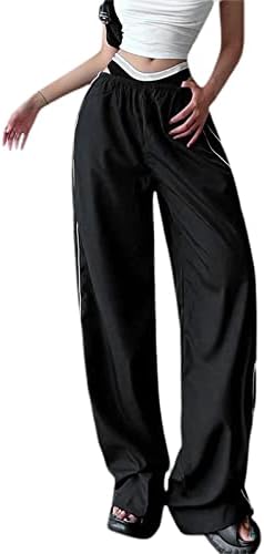 Uaurorao жени улична облека џемпери еластична половината лабава широка нозе џогери y2k starвездени печатени баги карго панталони
