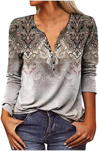 Twgone женски врвови 1/4 копче надолу со кошули со долги ракави за жени со џемпер на блуза со врвови на врвови на блуза