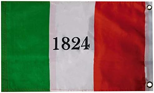 Американски големо со суперoreвезда Аламо 1824 година Оригинален Тексас Двоен страничен 100Д ткаен поли најлон 12 „x18“ знаме