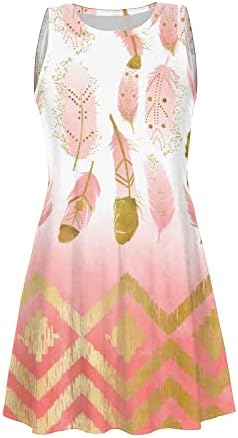 MTSDJSKF плус фустани со големина, симпатична графичка печатена преголема о-врата Камизола плажа резервоари за женски обичен летен фустан