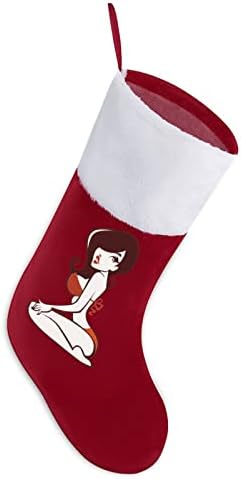 Pinup Девојки црвени Божиќни празници чорапи дома украси за Божиќно дрво камин што виси чорапи