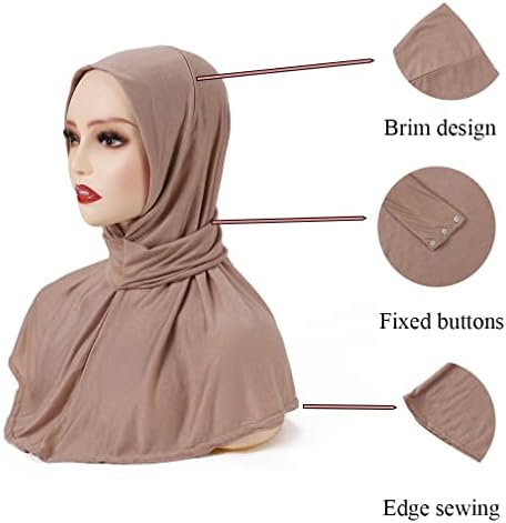 Муслимански хиџаб на lmverna за жени-модни муслимани под капаче за хиџаб со копчиња-меки и абсорбента на пот.