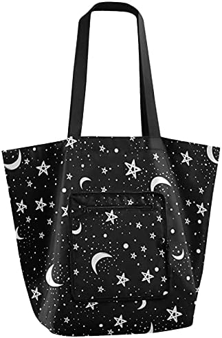 Ноќното небо на Алаза со starsвезди и месечини што се преклопуваат торбички за рамо, рециклираат кеси за купување