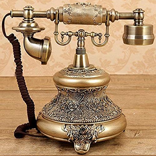 PDGJG Антички телефон ， Имитација на смола Бакар гроздобер стил Ротари ретро старомодно ротирачко бирање дома и канцелариски телефон